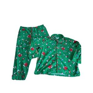Peanuts Snoopy Charlie Brown Christmas Flannel Lounge Pajama Set Pants Shirt XXL